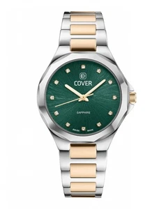 COVER CO221.05 Cardea Crystal Green Bicolor Damenuhr mit Edelstahlband Saphirgla - Picture 1 of 1