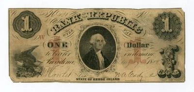 1855 $1 The Bank of the Republic - Providence, RHODE ISLAND Note - Image 1 of 2