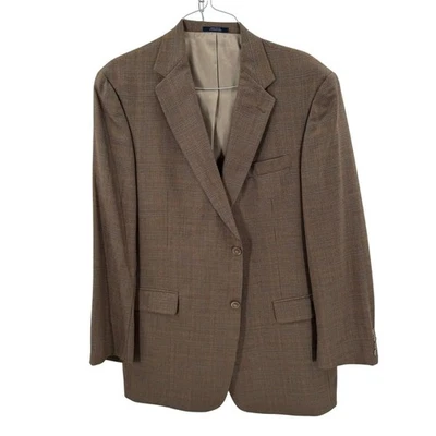 Chaqueta Blazer Hart Schaffner Marx Para Hombres 44L Marrón a Cuadros Solapa de 2 Botones Muesca Unio Foto 1 de 4