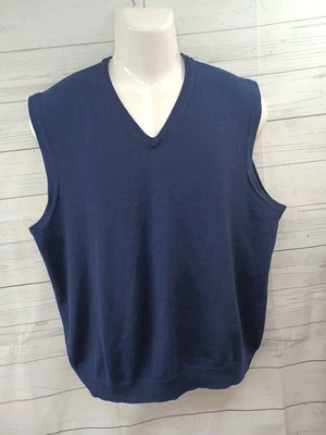 JOS A BANK Vest Mens Navyblue Merino Wool Casual Preppy Signature Collection L - Image 1 of 4