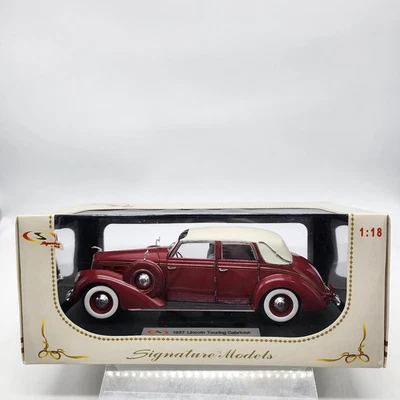Signature 1/18 1937 Lincoln K Touring Cabriolet Burgundy Stately Model In Box - Image 1 of 4