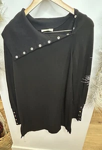 Zenergy by Chico's Sweater Women's Size 0  Black Convertible neck Of Brooches - Picture 1 of 8