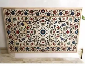 62"x24" White Marble Inlay Dining Table Top handmade furniture for home decor - Picture 1 of 9