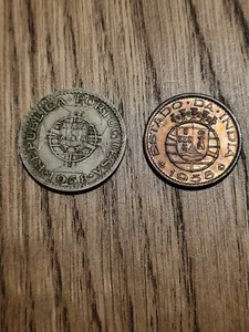 Monedas de la India portuguesa 1958 30 centavos y 1 dólar - Imagen 1 de 2