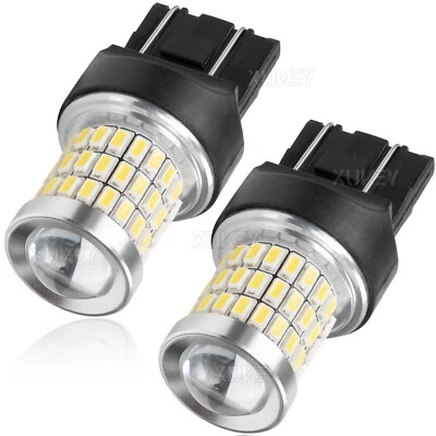2X W21W 580 T20 6500K White DRL 7443 582 Bulbs 12V -24V LED Reverse Light 58-SMD - Image 1 of 4