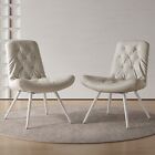 GUYII Modern Leather Accent Chair Set of 2 Sturdy Grey Leisure Chair Metal Legs