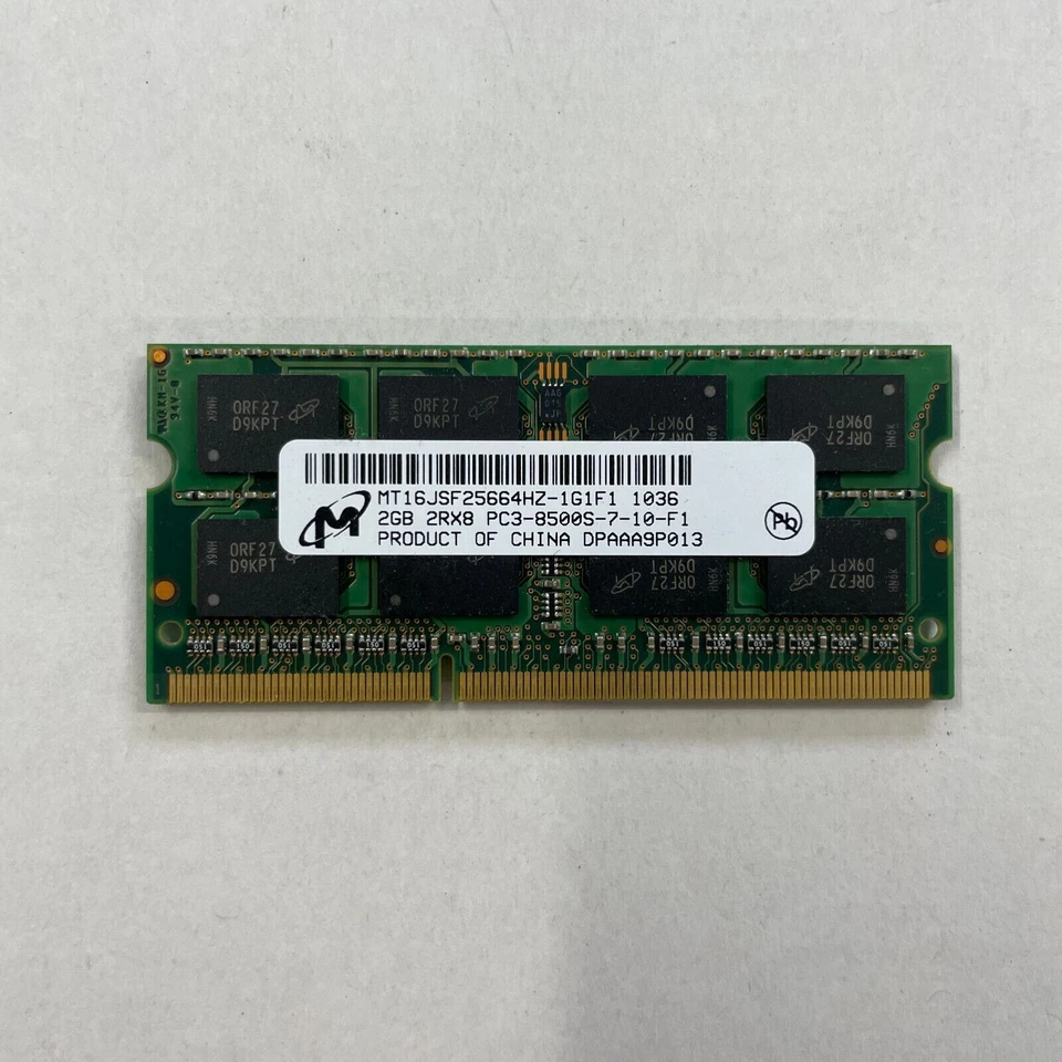 Micron 2GB DDR3 RAM PC3-8500S 1066MHz non-ECC Memory MT16JSF25664HZ-1G1F1 - Image 1 of 3