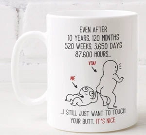 10 Jahre Hochzeitstag Geschenk Touch Your Butt Kaffeebecher für Ehemann Frau - Bild 1 von 7