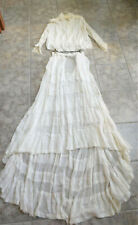 Antique 1880's The Royal Victorian 2 Piece Wedding Gown Layers of Ruffles Small