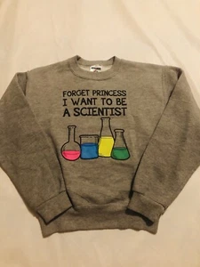 Girls Gray Graphic Pull Over. Size M. Science And Princess - Picture 1 of 4