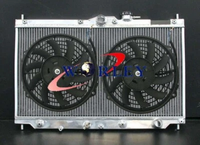 Aluminum Radiator & Fans For Honda 1990-1993 Accord/1992-1996 Prelude 2.2L l4 - Image 1 of 4