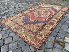 Bohemian handmade vintage area rugs, Turkish wool carpet, Area Rugs 3,4 x 6,1 ft