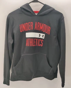 Under Armour Boy's Hoodie Sweatshirt Black Youth Large Pullover Loose Fit - Picture 1 of 11