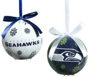 SET OF (2) SEATTLE SEAHAWKS 3" LED CHRISTMAS ORNAMENT TEAM SPORTS AMERICA - Picture 1 of 1