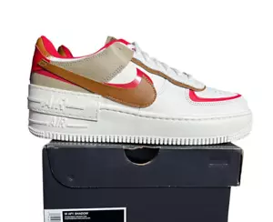 Nike Air Force 1 Shadow Womens Size 8 Phantom Fire Red Khaki HQ3400 030 BNIB - Picture 1 of 9