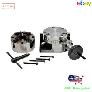 Rotary Table 4"/100mm With 100mm 4 JAW Independent Chuck USA RSTOOLS - Picture 1 of 22
