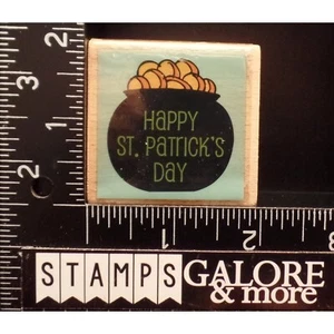 G-Studio Rubber Stamps HAPPY ST PATRICKS DAY POT OF GOLD #BIN-3 - Picture 1 of 2