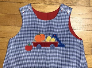 Bailey Boys Reversible Candy Canes Holly/Pumpkin Wagon Dress Size 5 - Picture 1 of 9