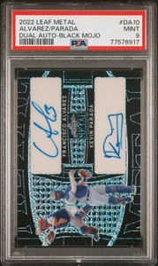 FRANCISCO ALVAREZ-KEVIN PARADA 2022 LEAF METAL DUAL BLK MOJO AUTO #/2 METS PSA 9