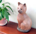 Large wooden cat 36cm sculpture statue / cat in wood - decoration