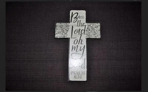 Sentimentaler Psalm 103,1 Bibelvers Kreuz Distressed "Lobe den Herrn o meine Seele" - Bild 1 von 12