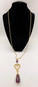 Collar Avon Largo Tono Dorado Imitación Amatista Cuentas Corazón Etrusco Estilo Bridgerton - Imagen 1 de 14