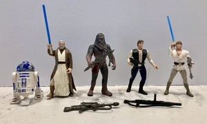 Star Wars POTF Lot! Luke Skywalker, Han Solo, Chewbacca, R2-D2, Kenobi - Picture 1 of 4