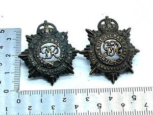Original Pair of WW1 British Army GV Royal Army Service Corps Collar Badges - Picture 1 of 3