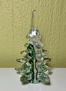 Decoración de pino de Navidad vintage de cristal rayado verde - Imagen 1 de 7