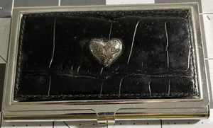 Brighton Visitenkartenetui Etui braun Krokoleder silber Herz mit Spiegel - Bild 1 von 3