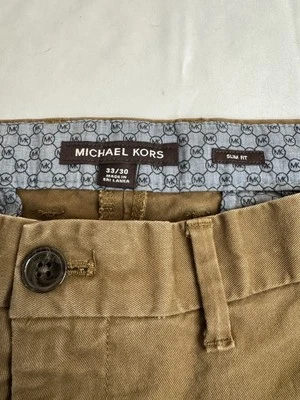 Pantalones de vestir Michael Kors para hombre talla 33x30 marrón ajustados informales frente plano Foto 1 de 4