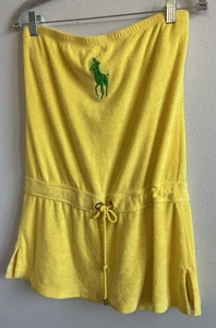 Vtg Y2K Ralph Lauren Terry Cloth Cover Up Dress | Yellow | Strapless 90s Polo - Picture 1 of 13