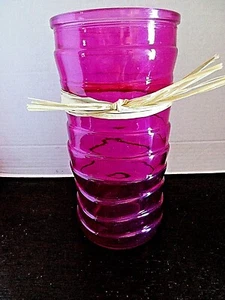 Hoosier Ringed Pink - Purple Vase; Depression Glass 8.5" x 4" - Picture 1 of 4