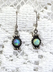 Pendientes Perforados Gancho Ópalo Plata Esterlina 5 Estrellas Joyería Suroeste Usados en Excelente Condición - Imagen 1 de 5