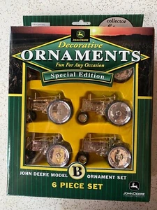 John Deere Decorative Ornaments 6 Piece Silver Series Model B Set NEW - Picture 1 of 5