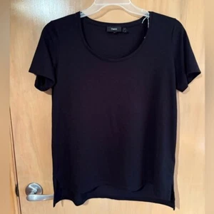 Theory Women Black Short Sleeve Scoop Neck T-Shirt Size Medium EUC - Picture 1 of 6