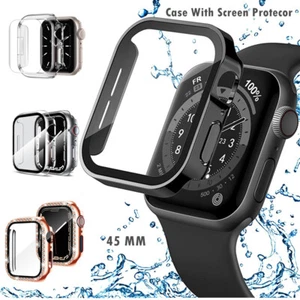 For Apple Watch Series 7 45MM Case Cover+3D Full Tempered Glass Screen Protector - Picture 1 of 74