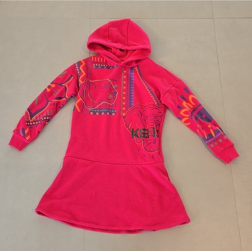 Kenzo Mini Abito con Cappuccio e Felpa Rosa per Bambini Taglia 12
