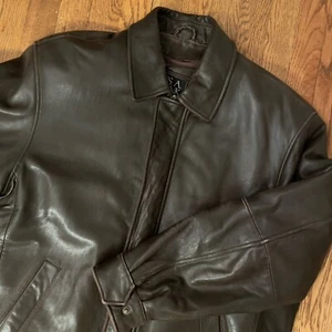 Jos A Bank Jacket Mens Large Brown Leather Signature Collection; removable liner - Picture 1 of 24