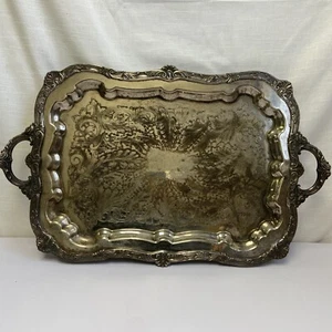 Vintage Large International Sterling Silverplated Footed Serving Tray - Picture 1 of 9