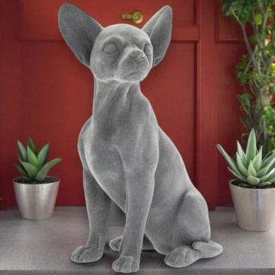 Grey Velvet Chihuahua Statue - free postage - image 1 of 4