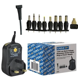 Eagle Multi-Voltage 1000ma Regulated Switch Mode Power Supply UK Plug - Picture 1 of 2
