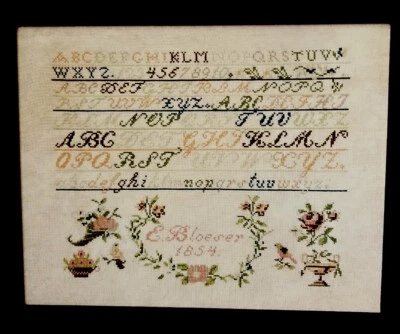 HTF Traveling Stitcher E. BLOESER 1854 Sampler Counted Cross Stitch Pattern NEW! - Image 1 of 4