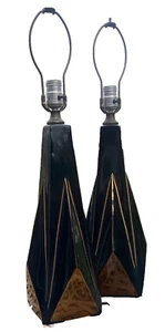 Pair Vintage Geometric Mid Century Modern 1958 Miller Table Lamps - Picture 1 of 6