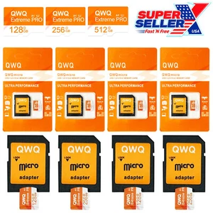 Micro SD Card Memory 128GB 256GB 512GB PRO Extreme A1 U3 V10 Class 10 - 4 PACK - Picture 1 of 22