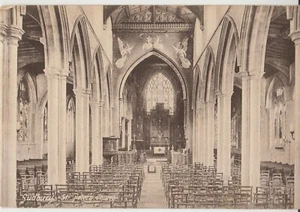 Antike Postkarte St. Peter's Church Sudbury Interieur verschickt August 1905 - Bild 1 von 2