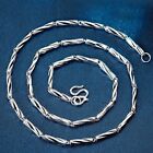 Pure 990 Fine Silver Chain 3mm Carved Twist Column Bead Link Necklace 18-22inch