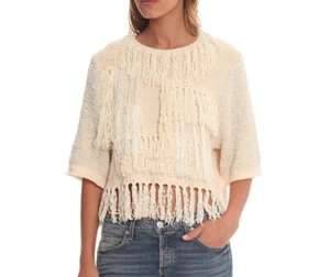 By Malene Birger Josta Ivory Linen Knit Crew Neck Fringe Sweater XS - Picture 1 of 6