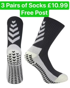 3 Pairs Black Football Soccer Rugby Sports Anti Slip Non Slip Grip Socks £10.99✅ - Picture 1 of 2