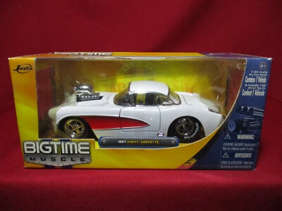 1957 Chevy Corvette Blown White Bigtime Muscle Jada Toys 1/24 Scale Diecast Car - image 1 of 3